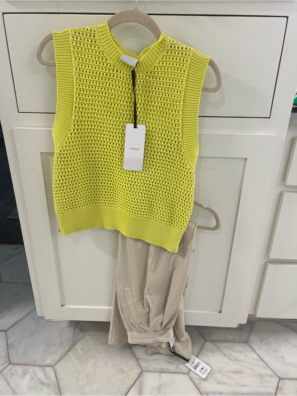Varley Open-Knit Sleeveless Tank in Electric Lime - Picture 2 of 2